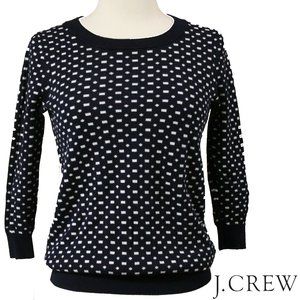 EUC! J. Crew Charley Dot and Dash Navy/White Sweater - sz. M